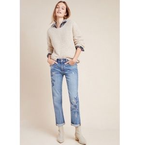 Anthropologie Pilcro And The Letterpress Embroidered Slim Boyfriend Jeans 28